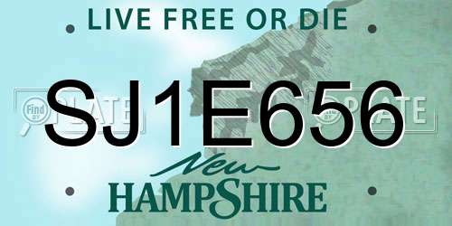 SJ1E656 New Hampshire License Plate