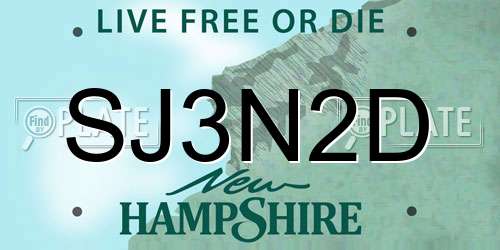 SJ3N2D New Hampshire License Plate