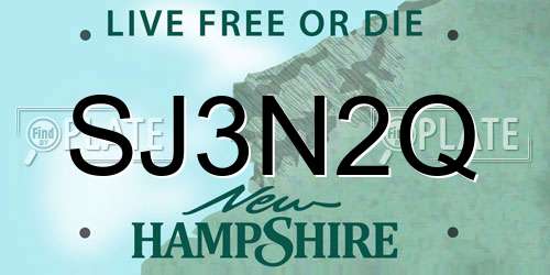 SJ3N2Q New Hampshire License Plate