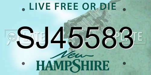 SJ45583 New Hampshire License Plate