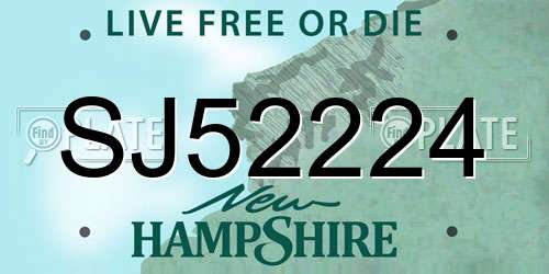 SJ52224 New Hampshire License Plate