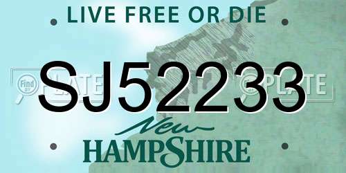 SJ52233 New Hampshire License Plate
