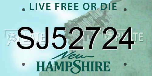 SJ52724 New Hampshire License Plate