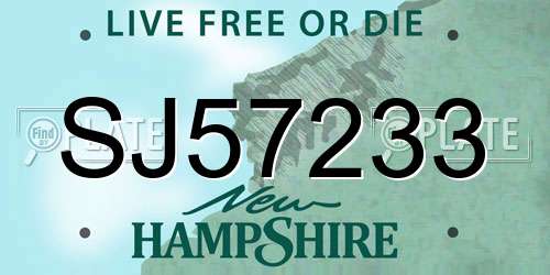 SJ57233 New Hampshire License Plate