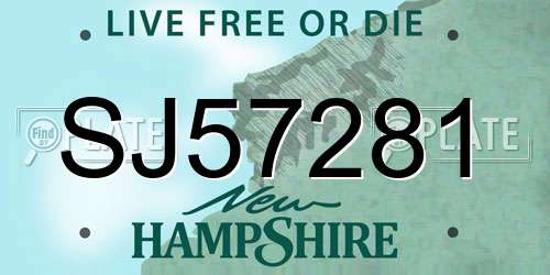 SJ57281 New Hampshire License Plate