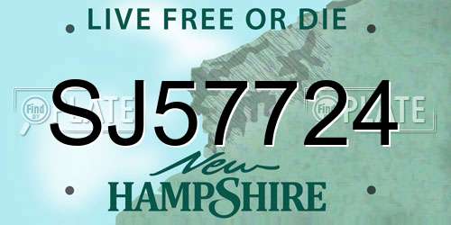 SJ57724 New Hampshire License Plate