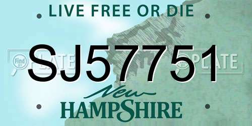 SJ57751 New Hampshire License Plate