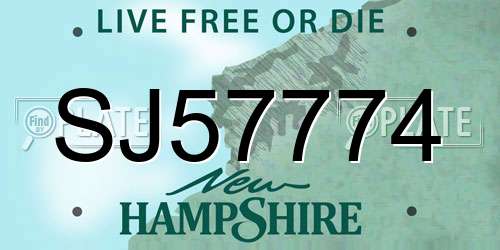 SJ57774 New Hampshire License Plate