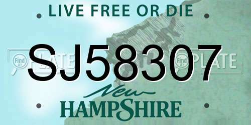 SJ58307 New Hampshire License Plate