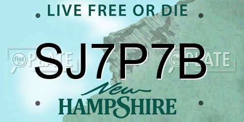 SJ7P7B New Hampshire License Plate