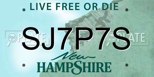 SJ7P7S New Hampshire License Plate