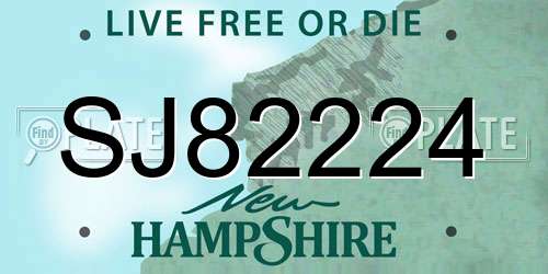 SJ82224 New Hampshire License Plate