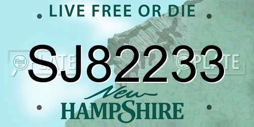 SJ82233 New Hampshire License Plate