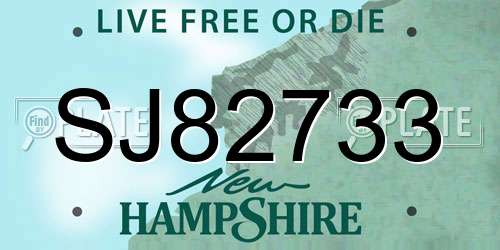 SJ82733 New Hampshire License Plate