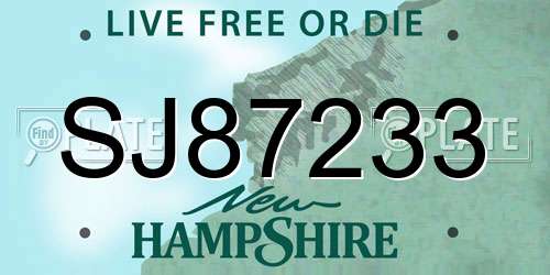 SJ87233 New Hampshire License Plate