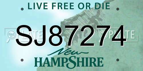 SJ87274 New Hampshire License Plate