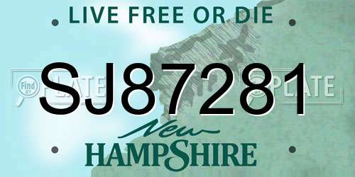SJ87281 New Hampshire License Plate