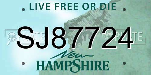 SJ87724 New Hampshire License Plate