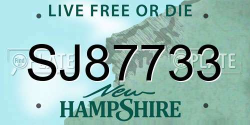 SJ87733 New Hampshire License Plate
