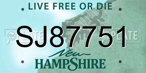 SJ87751 New Hampshire License Plate