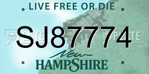 SJ87774 New Hampshire License Plate