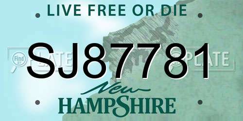 SJ87781 New Hampshire License Plate
