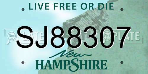 SJ88307 New Hampshire License Plate