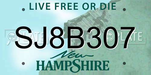 SJ8B307 New Hampshire License Plate