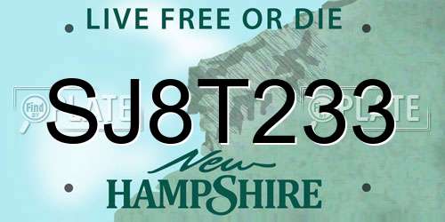 SJ8T233 New Hampshire License Plate