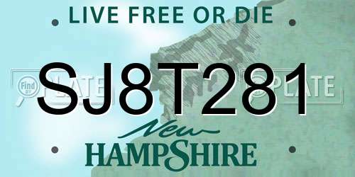 SJ8T281 New Hampshire License Plate
