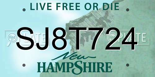 SJ8T724 New Hampshire License Plate