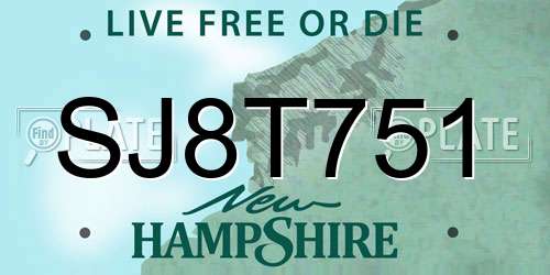 SJ8T751 New Hampshire License Plate