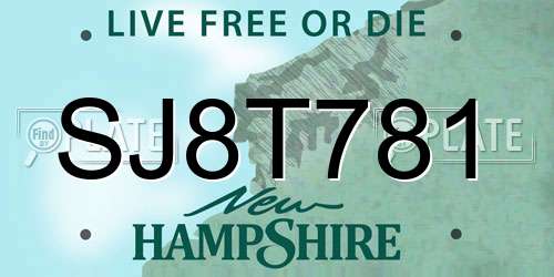 SJ8T781 New Hampshire License Plate