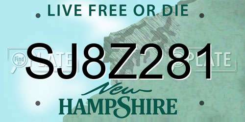 SJ8Z281 New Hampshire License Plate