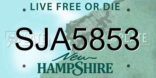 SJA5853 New Hampshire License Plate