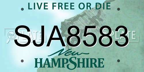 SJA8583 New Hampshire License Plate