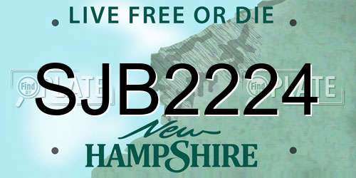 SJB2224 New Hampshire License Plate