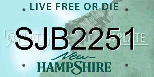 SJB2251 New Hampshire License Plate