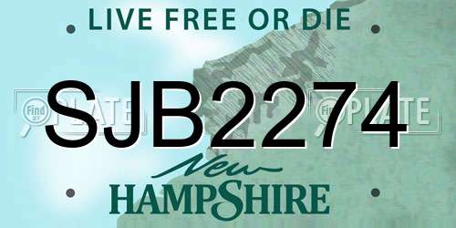 SJB2274 New Hampshire License Plate