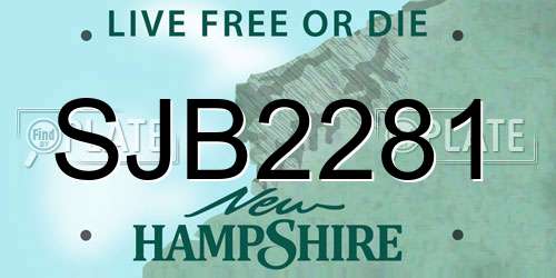 SJB2281 New Hampshire License Plate