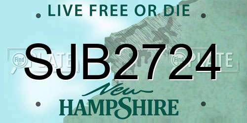 SJB2724 New Hampshire License Plate