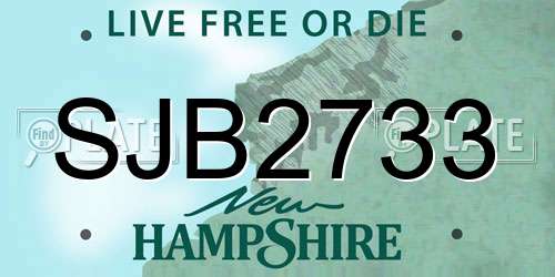 SJB2733 New Hampshire License Plate