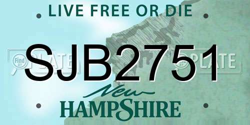 SJB2751 New Hampshire License Plate