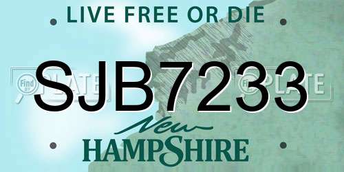 SJB7233 New Hampshire License Plate