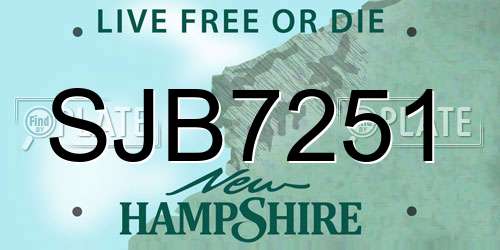 SJB7251 New Hampshire License Plate