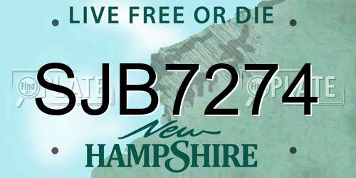 SJB7274 New Hampshire License Plate