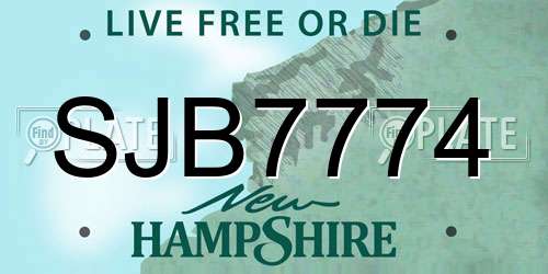 SJB7774 New Hampshire License Plate