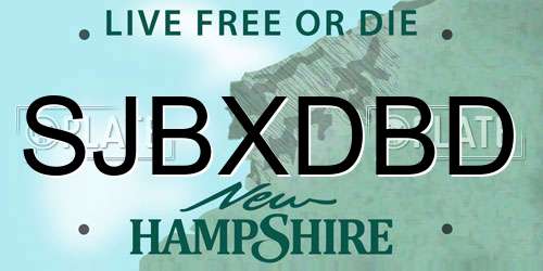 SJBXDBD New Hampshire License Plate