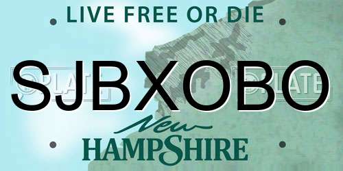 SJBXOBO New Hampshire License Plate
