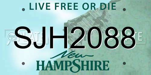 SJH2088 New Hampshire License Plate